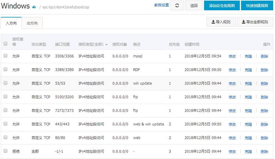 阿里云服务器安全组规则配置-Windows系统