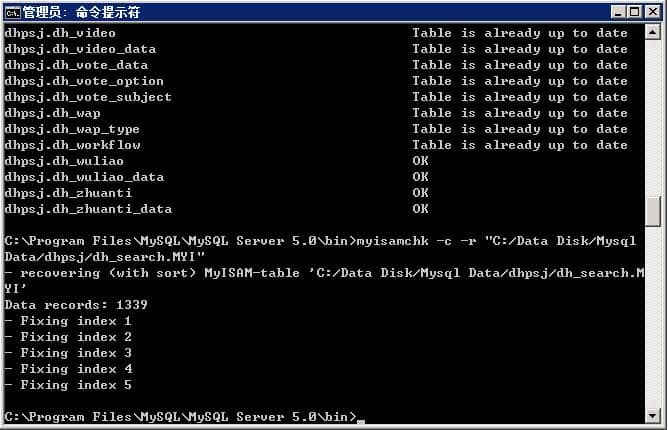 Mysql Table is marked as crashed,mysqlcheck repaire