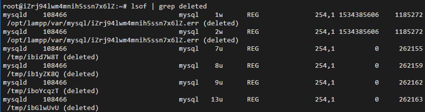 删除MySQL Error log文件后未释放磁盘空间 - kill mysqld进程